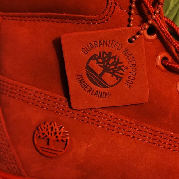 New! Timberland Women's Limited Release 6 inch Waterproof Work Boots Red Leather - Picture 6 of 10
